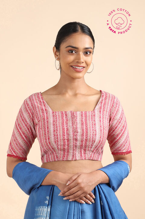 Pink Schifli Embroidered Cotton Blouse