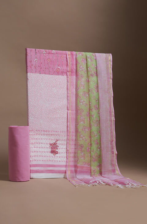 Pink Pure Cotton Printed Sanganeri Suit Set