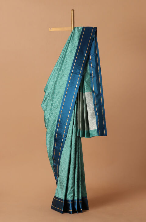 Blue Pure Silk Banarasi Tanchoi Saree