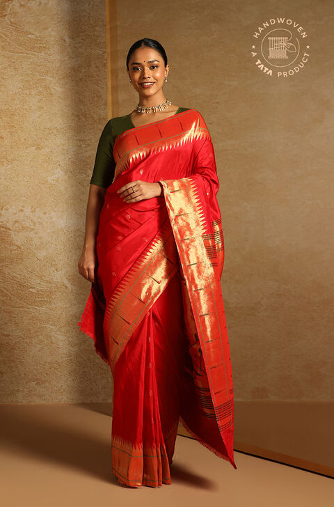 Red Pure Silk Paithani Saree