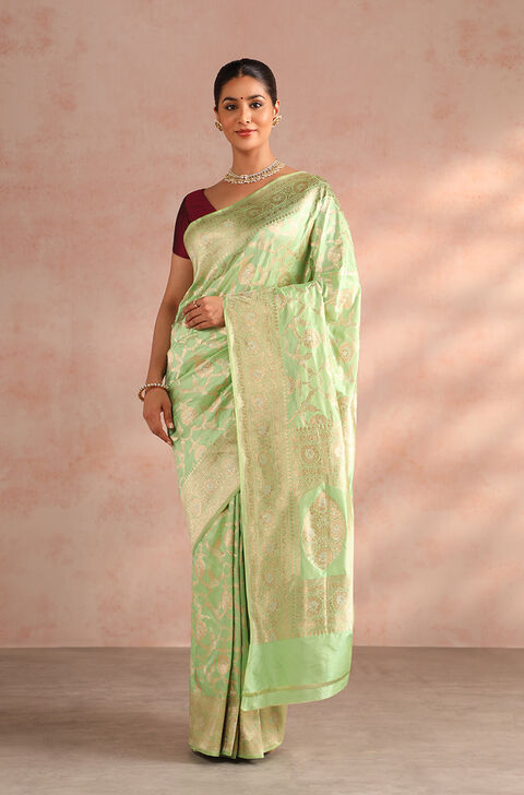 Green Pure Silk Woven Banarasi Saree