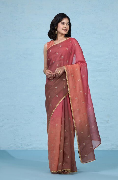 Pink Pure Silk Cotton Embroidered Saree