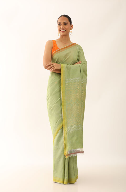 Light Green Chattisgarh Pure Tussar Silk Woven Saree