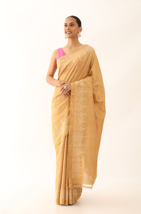 Yellow Chattisgarh Pure Tussar Silk Woven Saree