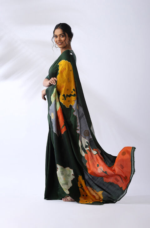 Green Pure Silk Batik Saree