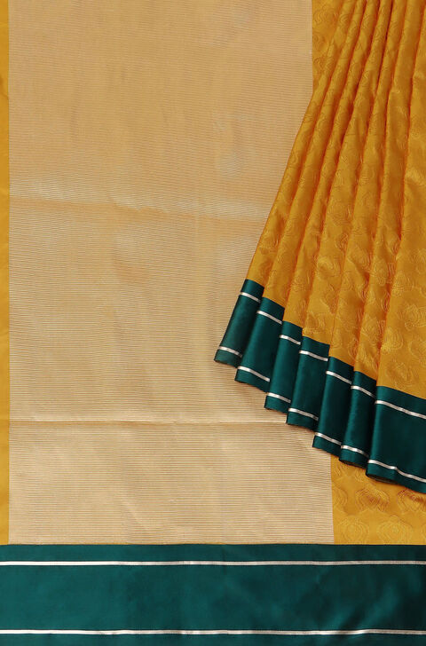 Yellow Pure Silk Banarasi Tanchoi Saree
