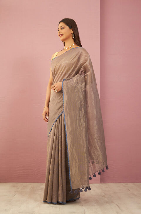 Grey Contemporary Pure Silk Cotton Embroidered Saree