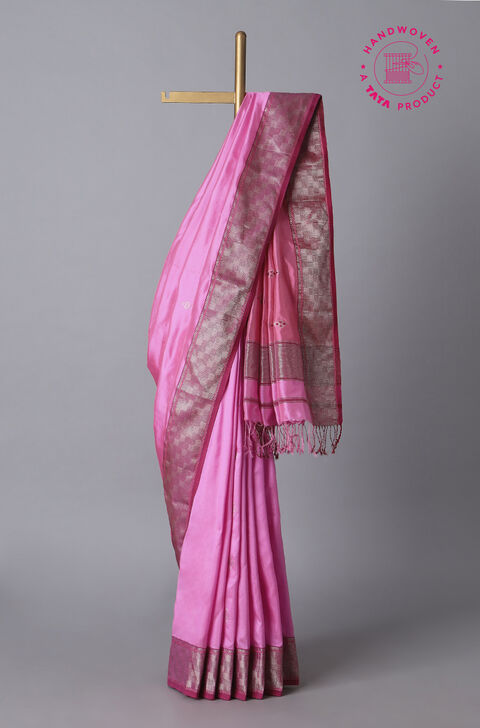 Pink Pure Silk Maheswari Saree
