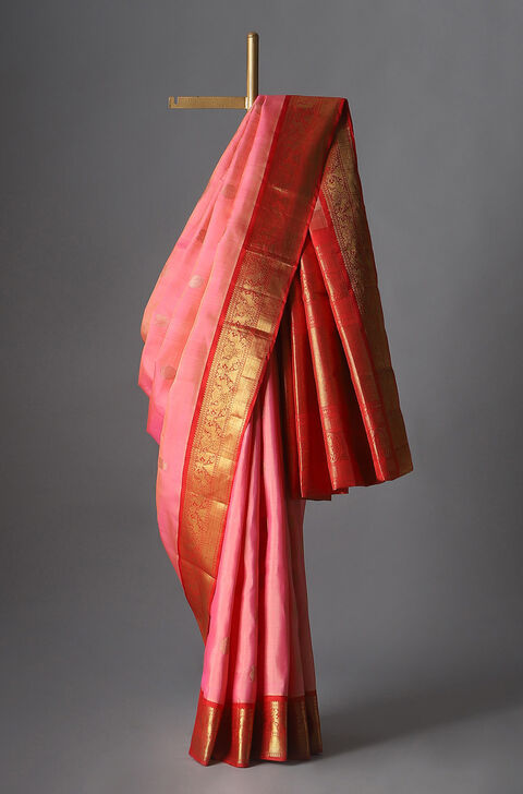 Light Pink Pure Silk Kanjivaram Saree