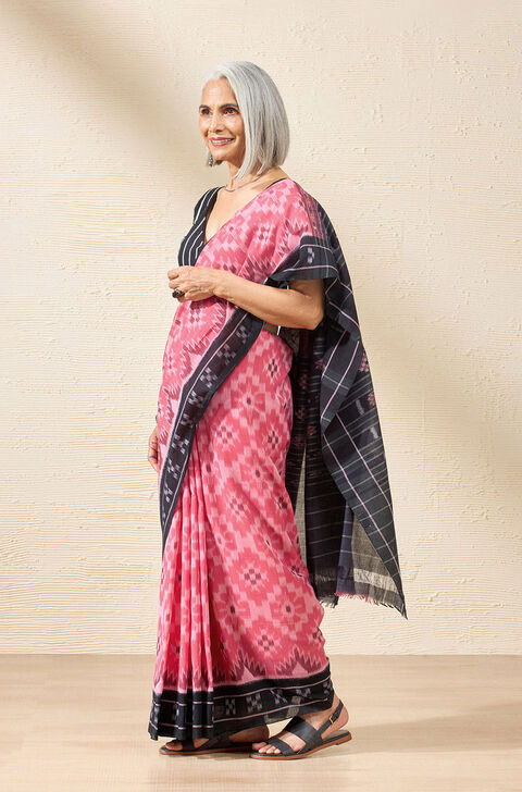 Pink Odisha Pure Cotton Ikat Saree